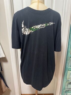 Nike Black Short Sleeve Tee with White and Green Swoosh